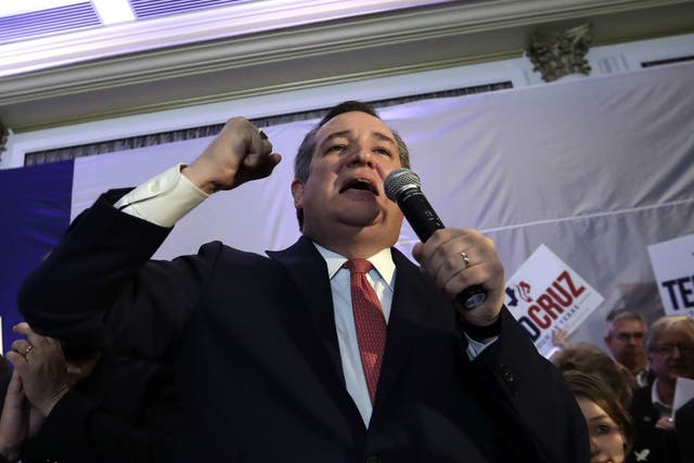 Ted Cruz delivers his victory speech during an election night party
