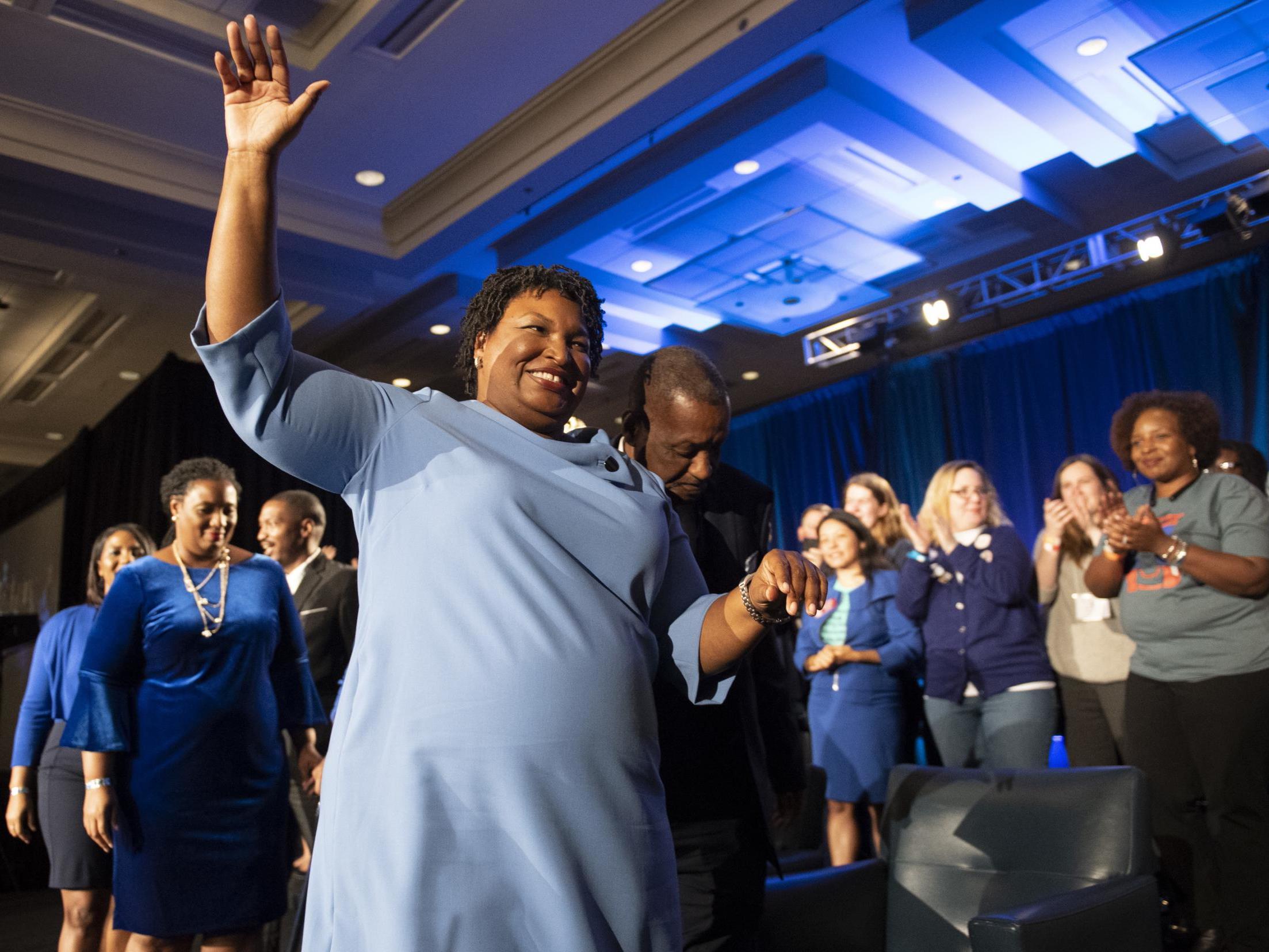 Stacey Abrams, during an election night party