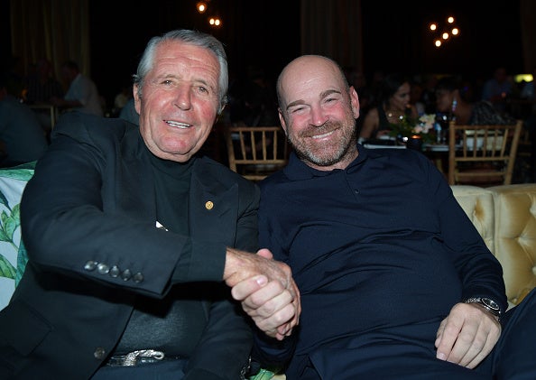 Gary Player and Thomas Bjorn at the gala dinner prior to this year's tournament