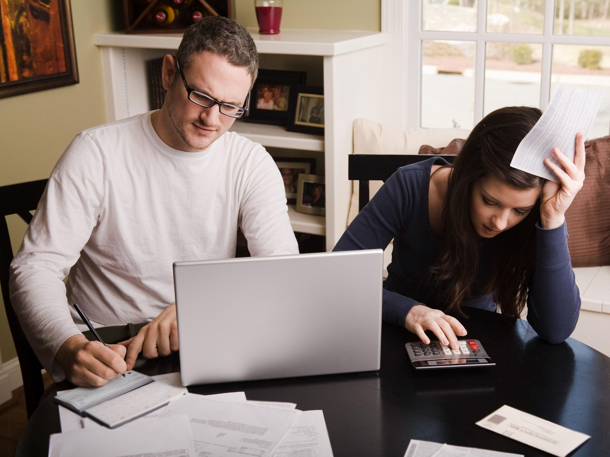 Young couple with financial stress
