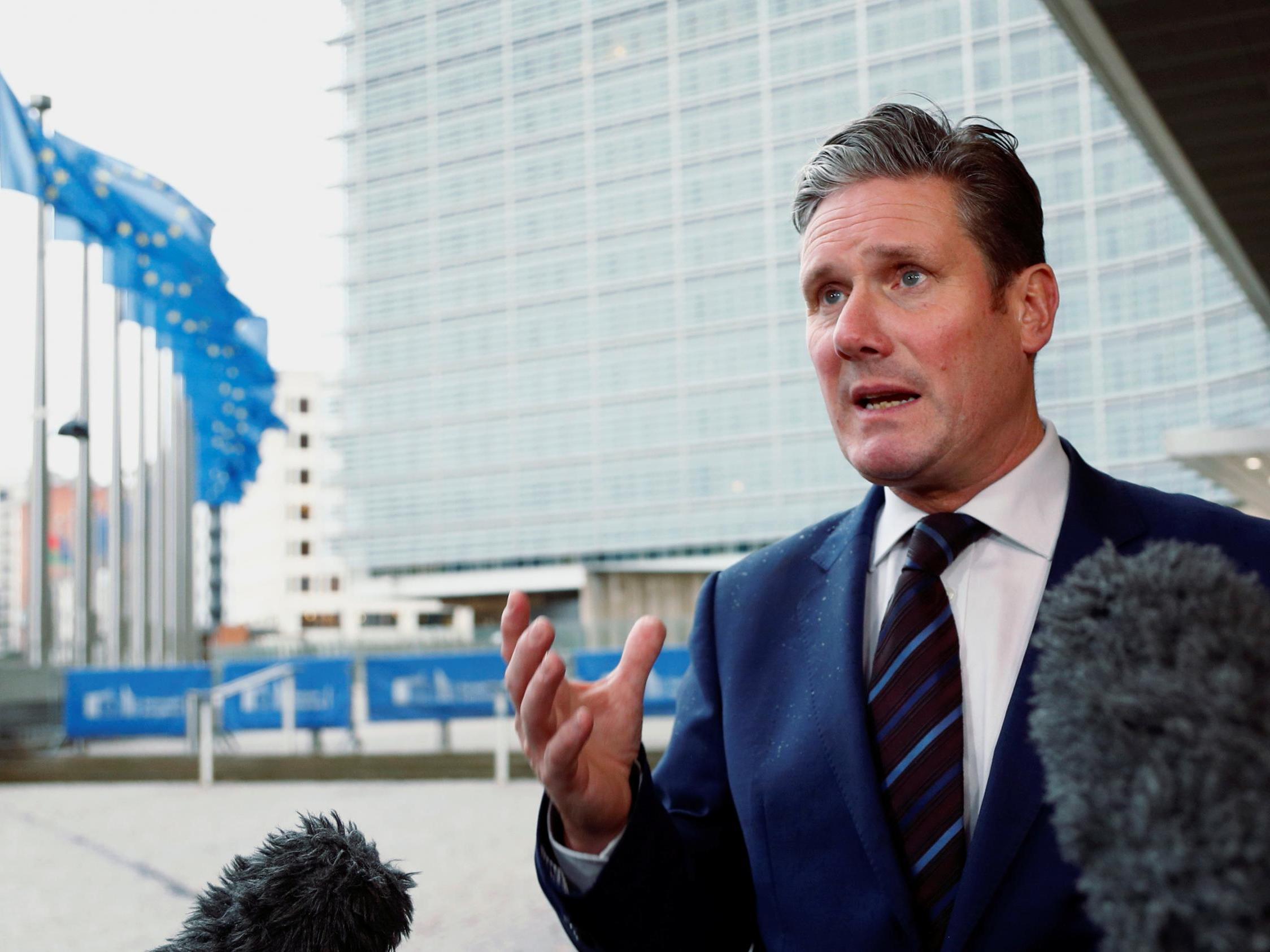Labour's shadow Brexit secretary Keir Starmer outside European Commission headquarters in Brussels