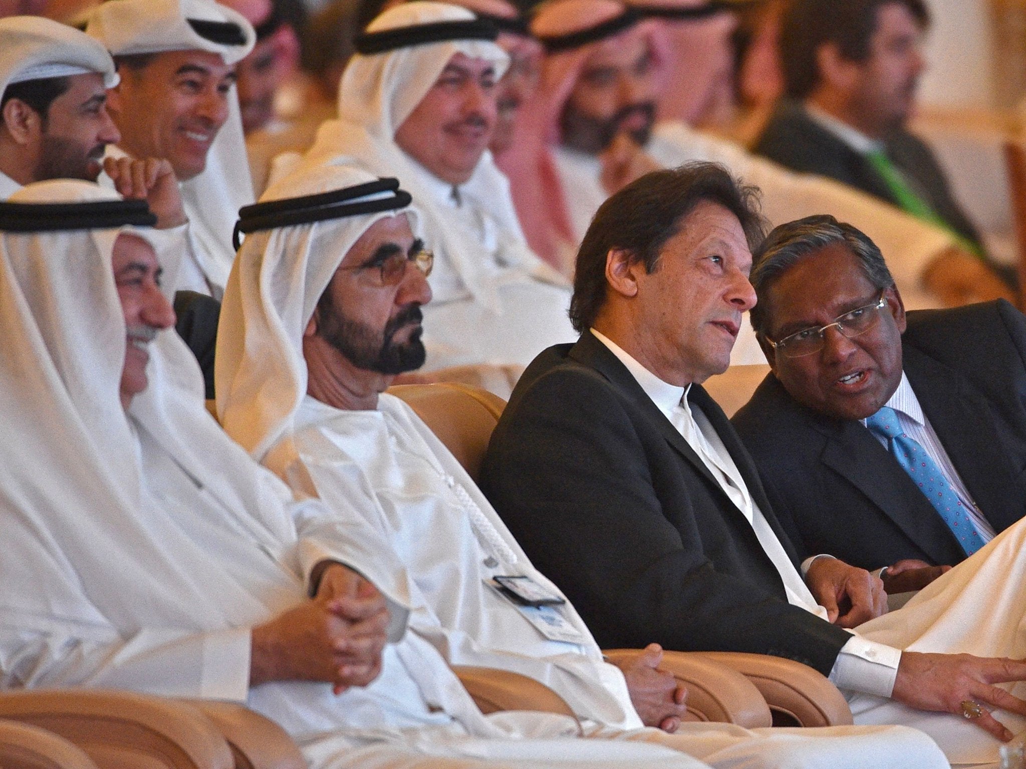 Imran Khan (second right) attends the opening ceremony of the Future Investment Initiative in Riyadh last month