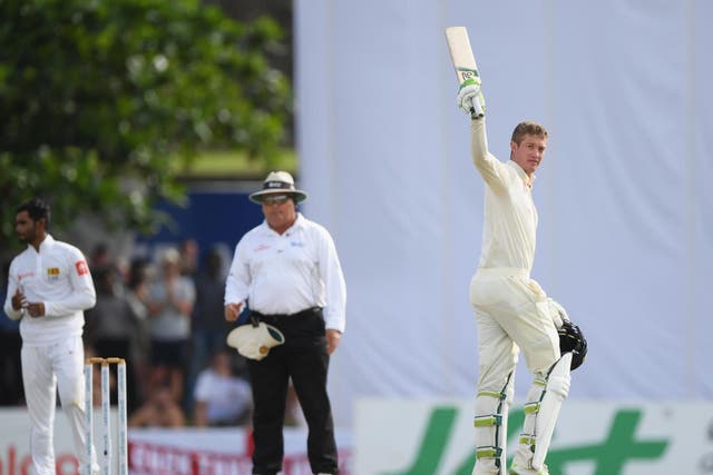 Keaton Jennings salutes the crowd after reaching 100 for only the second time in his career