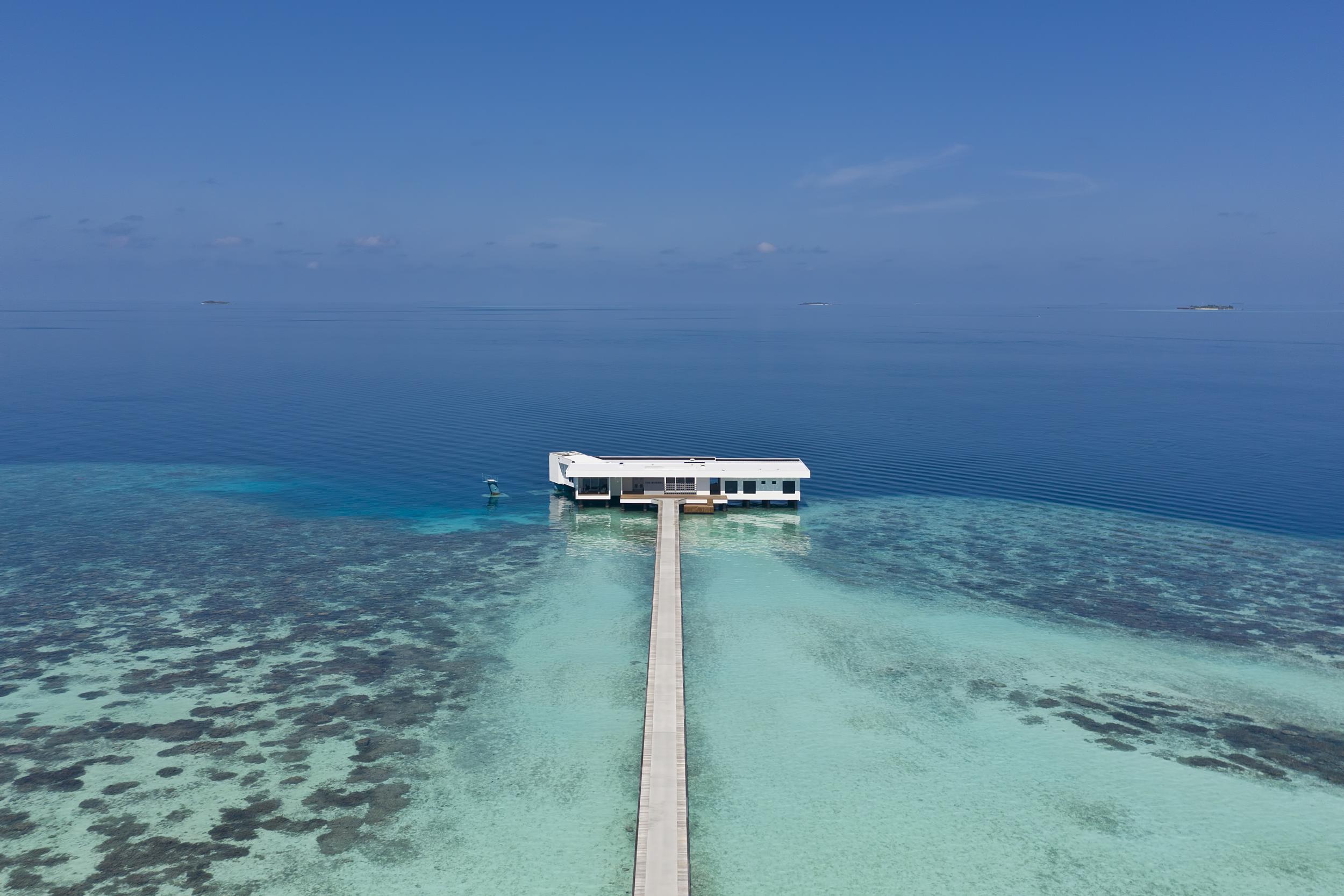 An aerial view of The Muraka, the new underwater residence at Conrad Maldives Rangali Island