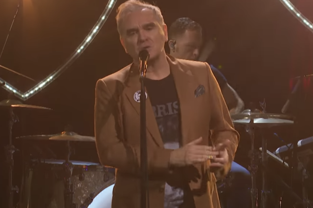 Morrissey covers the Pretenders' "Back on the Chain Gang" on James Corden's Late Late Show on 7 November, 2018.