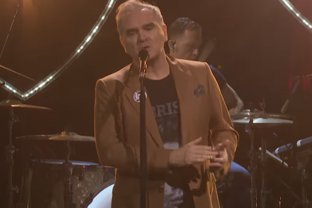 Morrissey covers the Pretenders' "Back on the Chain Gang" on James Corden's Late Late Show on 7 November, 2018.