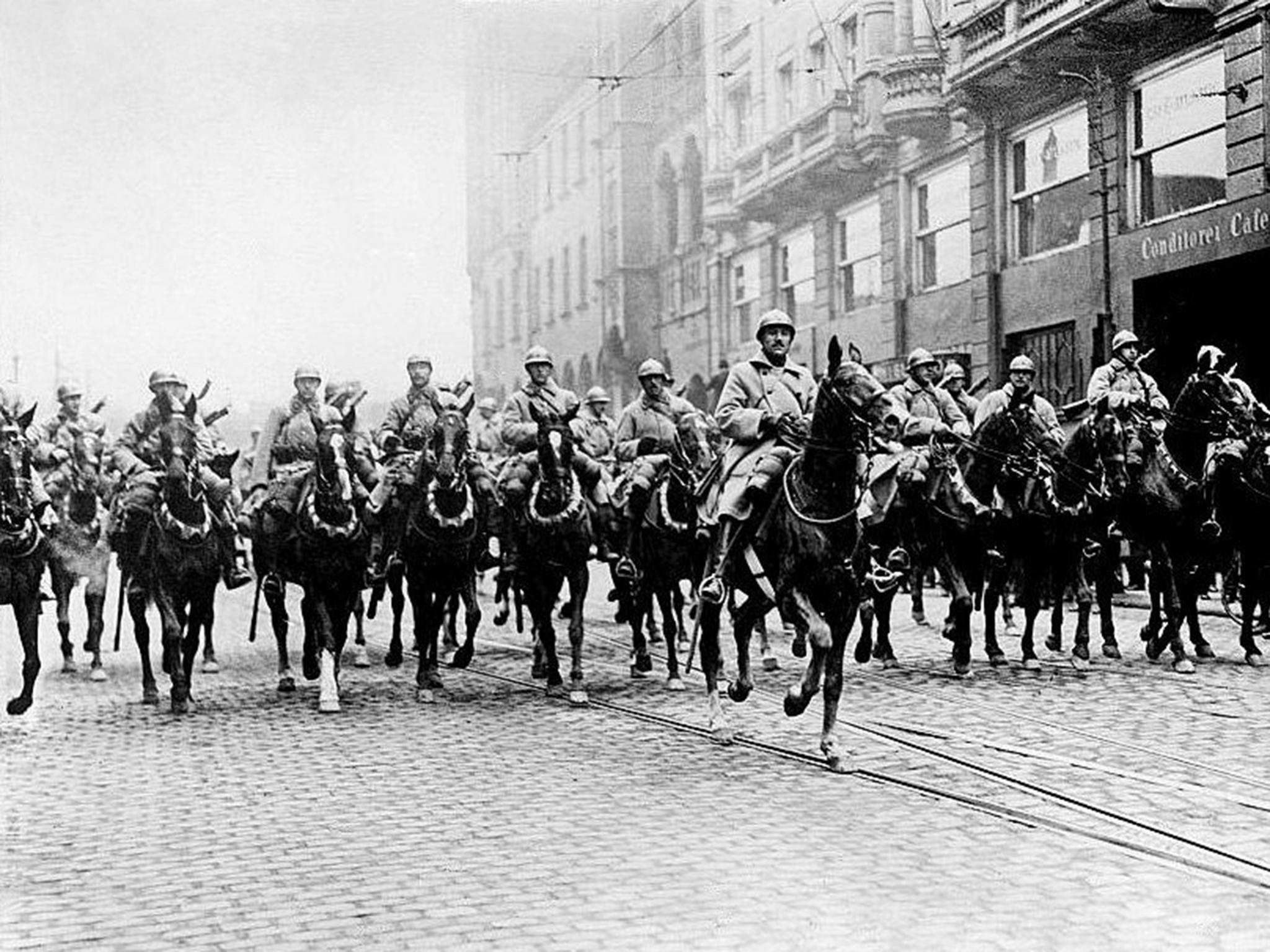 French troops enter Essen during the Ruhr occupation in 1923