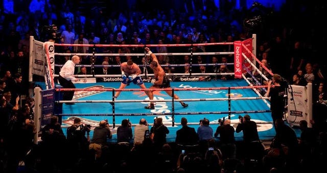 British boxer Tony Bellew fights David Haye in his heavyweight boxing match on March 4, 2017