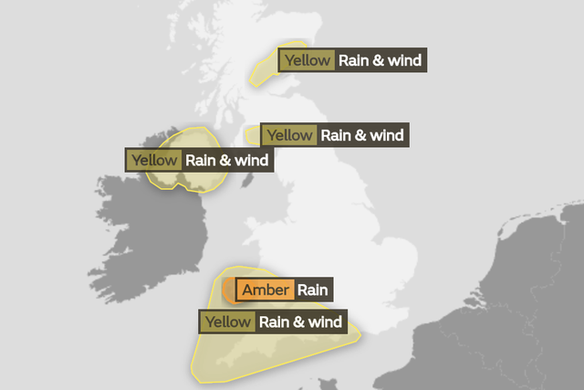 Heavy weather: the current Met Office warnings