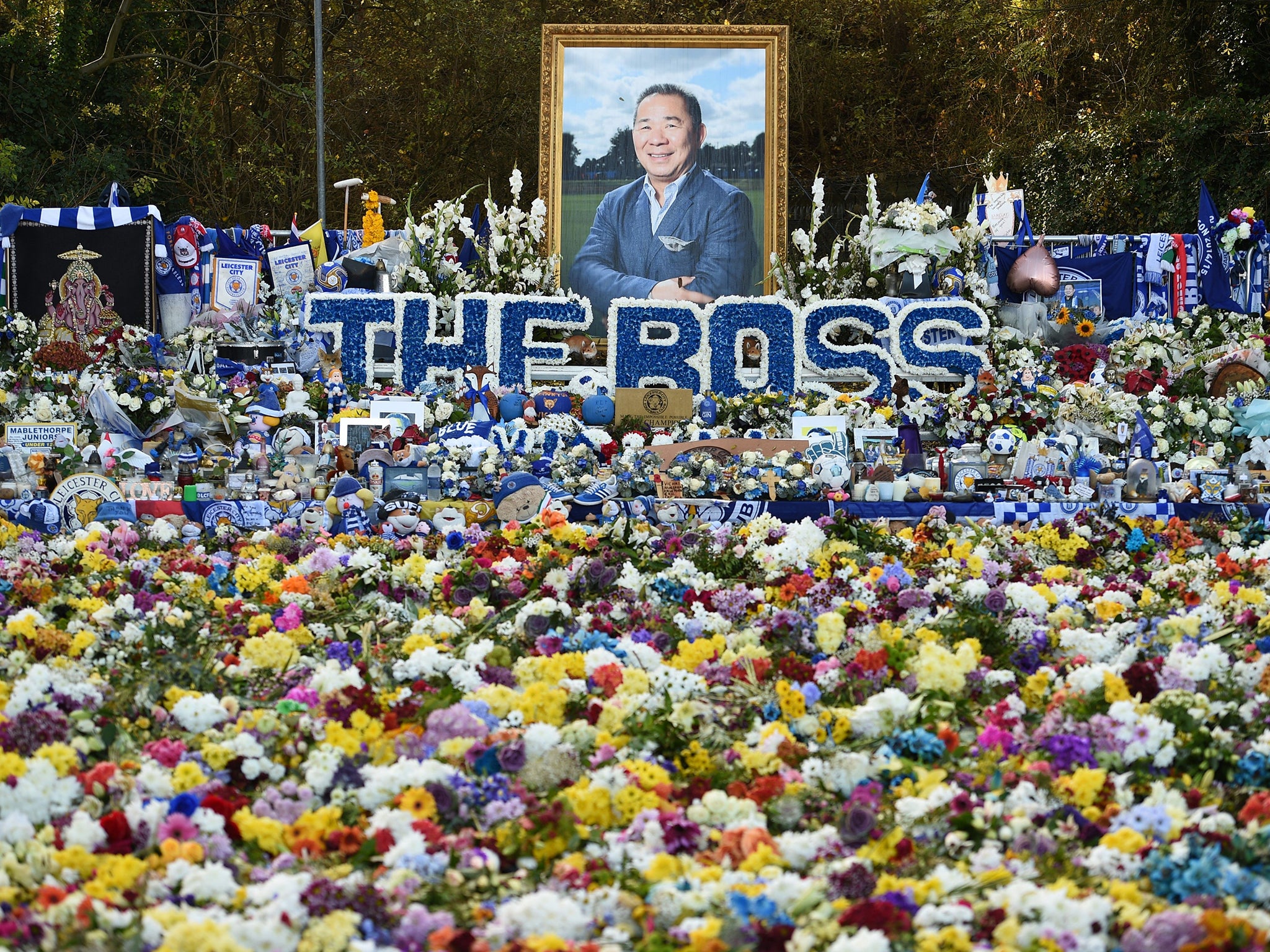 Floral tributes left for Leicester City’s late owner