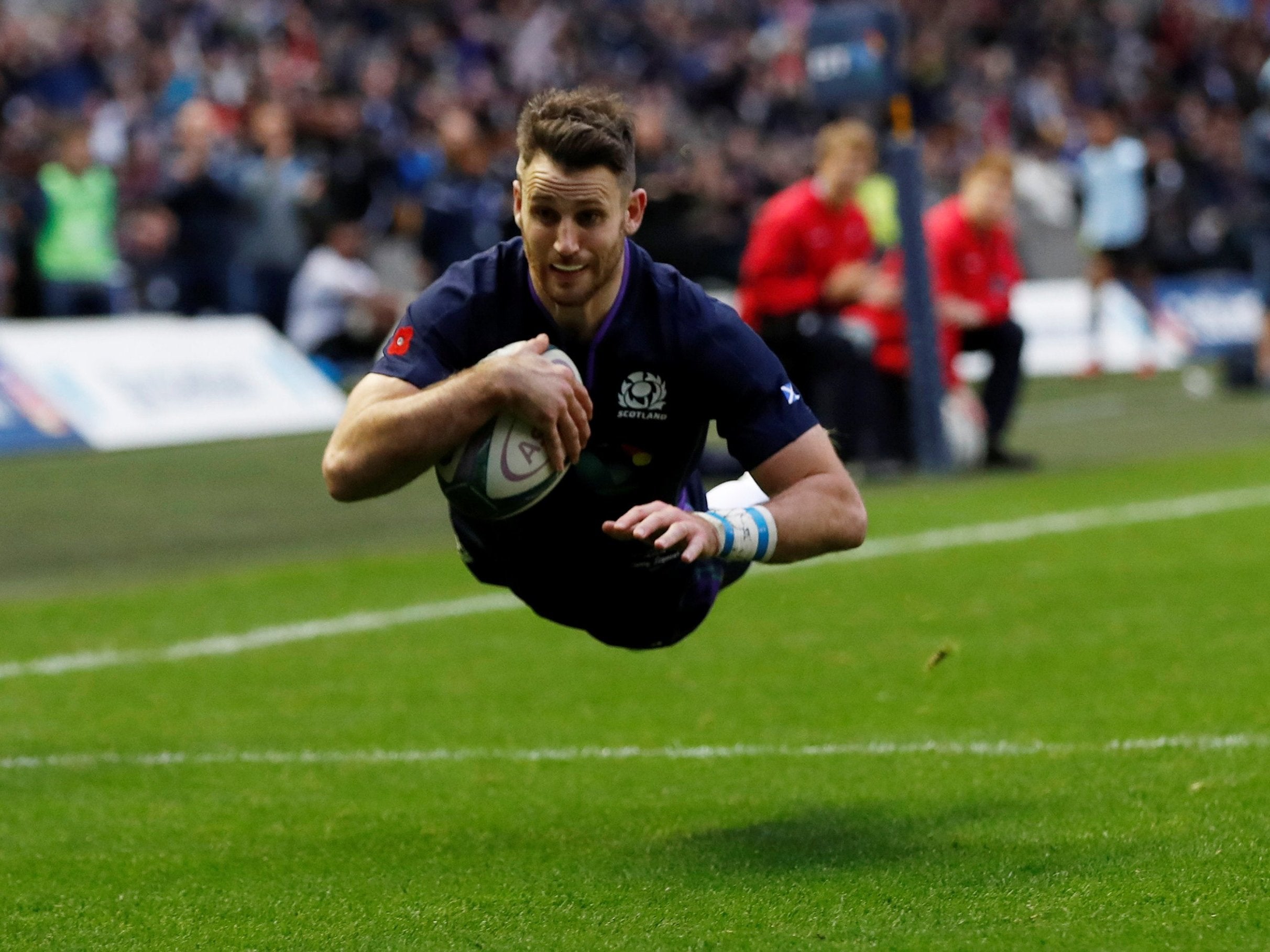 Tommy Seymour goes over for Scotland's third try