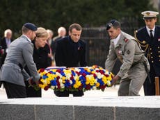 Macron and Merkel unveil commemorative plaque at Armistice site