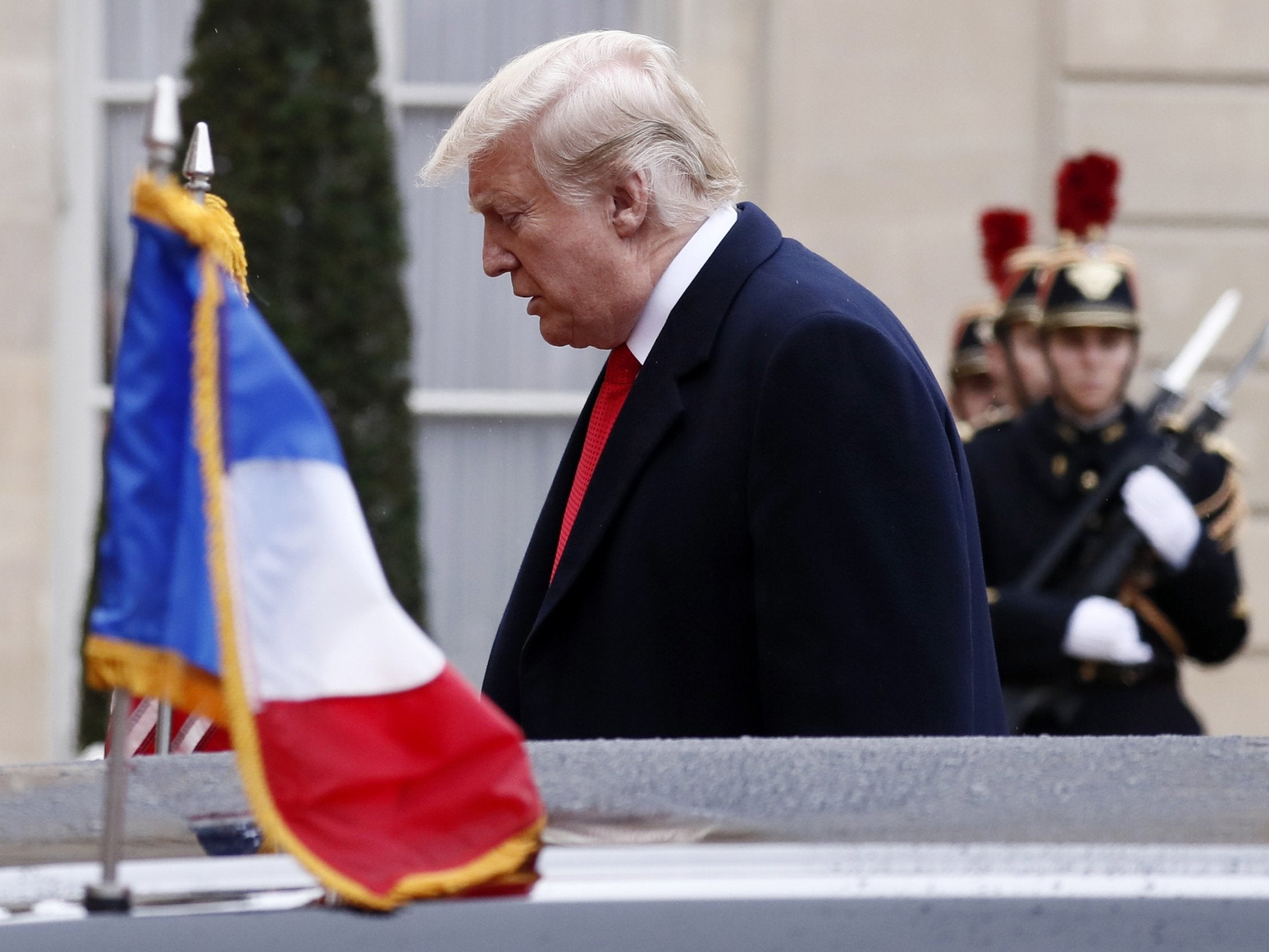 Remembrance Day - live: Donald Trump visits American cemetery in Paris and praises Emmanuel Macron