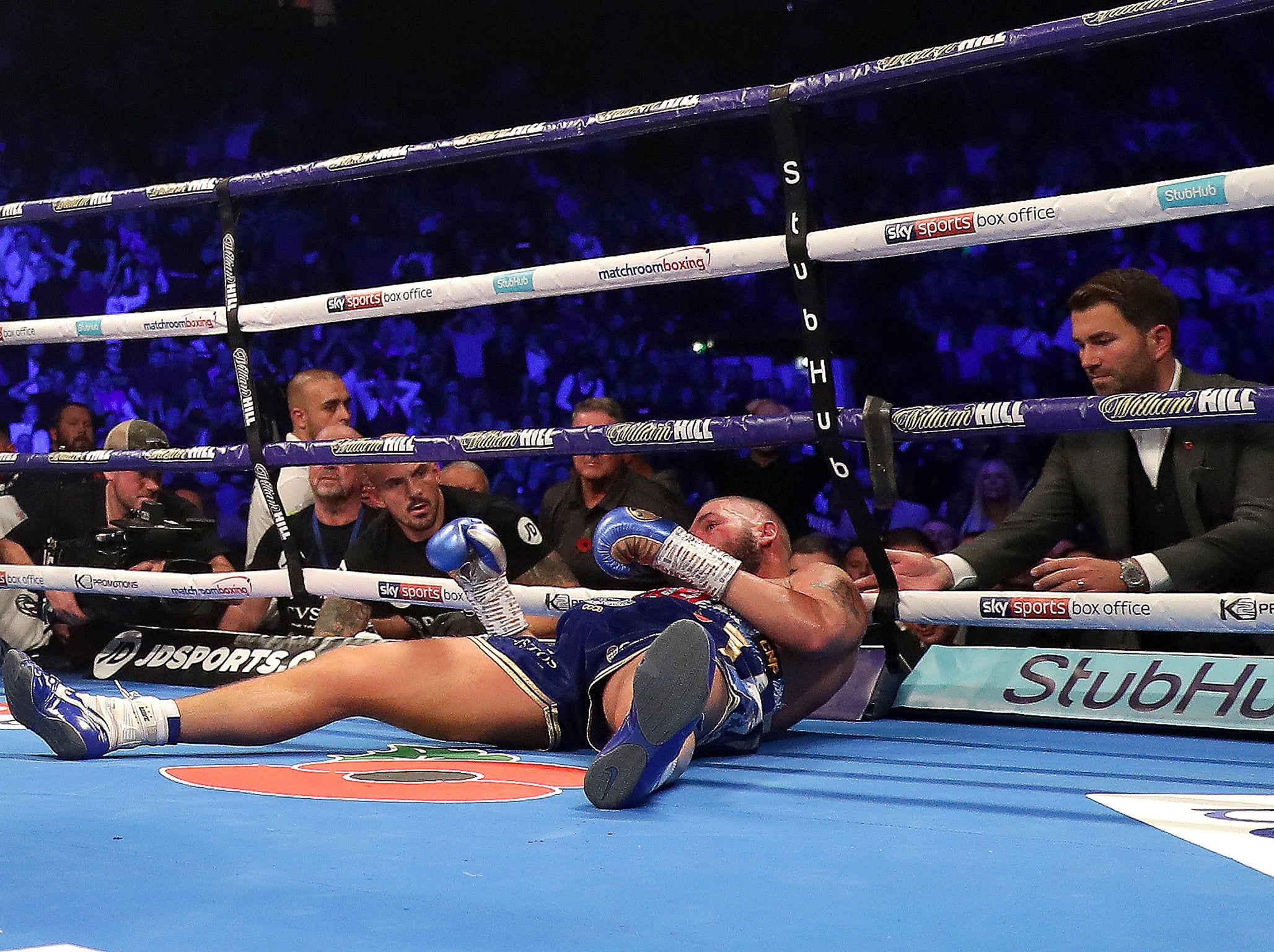 Eddie Hearn consoles Tony Bellew