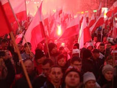 Poland’s leaders join far-right groups on independence march 