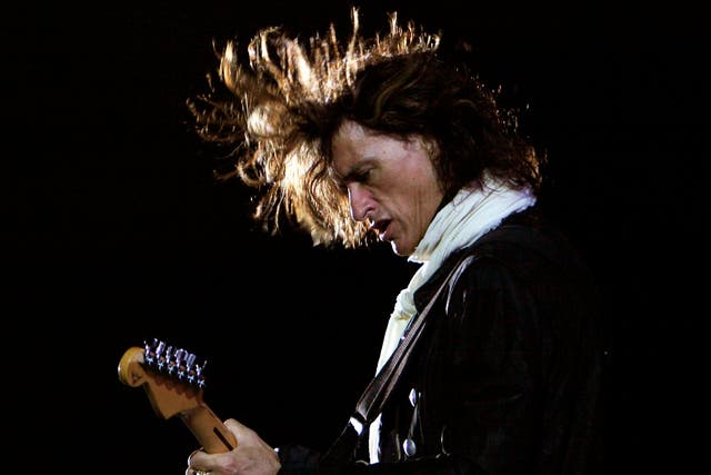 Joe Perry performing during an Aerosmith concert. The guitarist was rushed to hospital after a surprise performance with Billy Joel in Madison Square Garden, New York