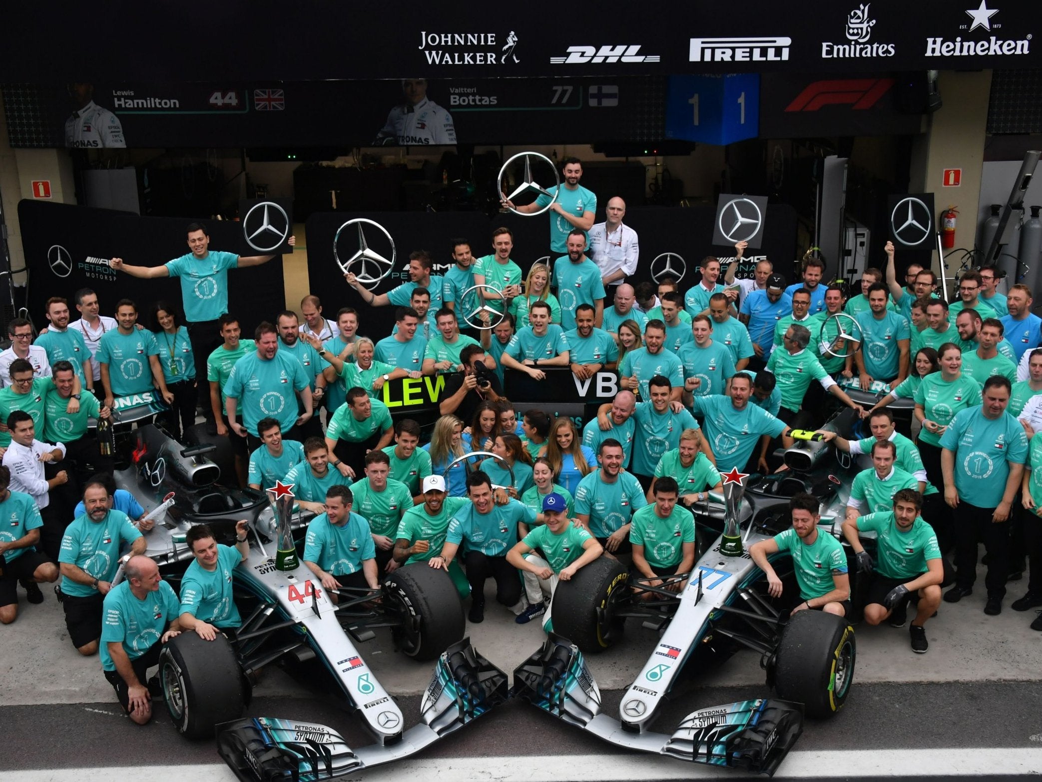 Mercedes celebrated a fifth straight constructors' championship