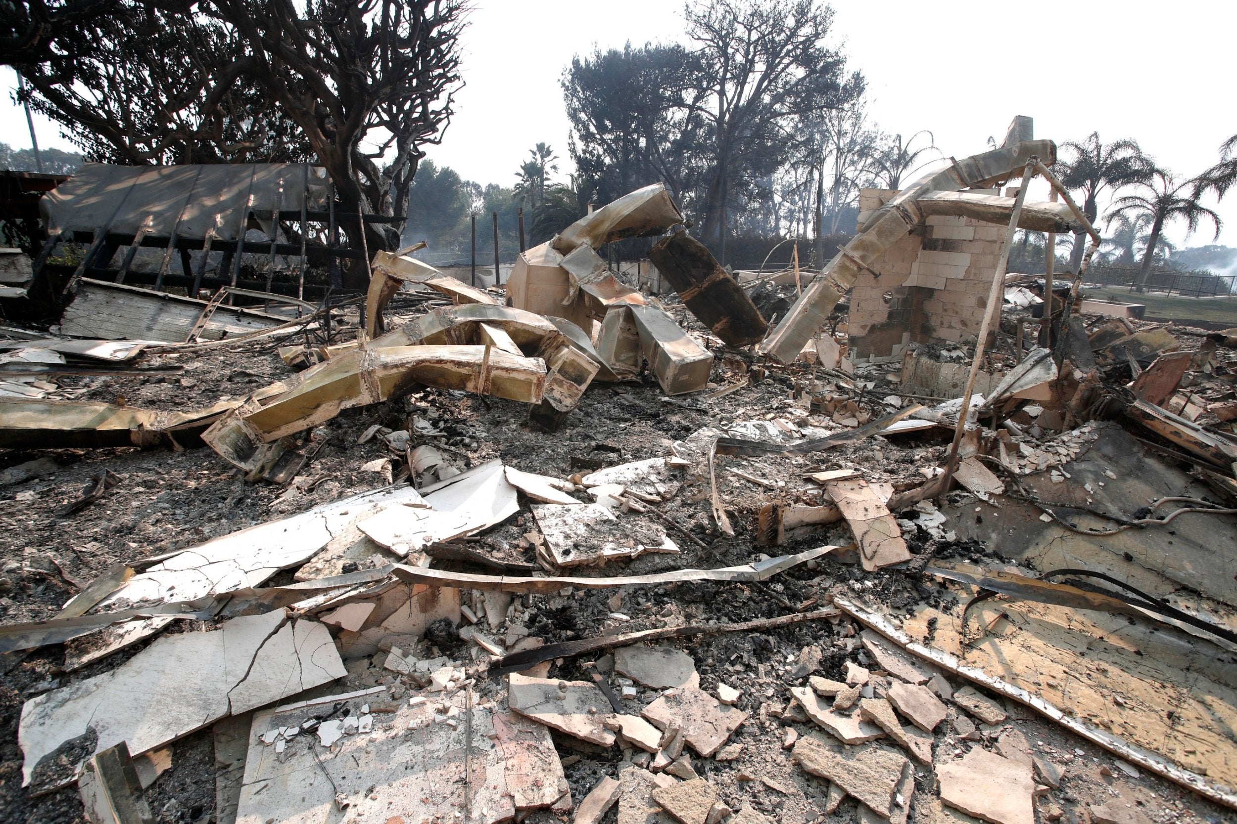 The house of Robin Thicke after being destroyed by the Malibu wildfire