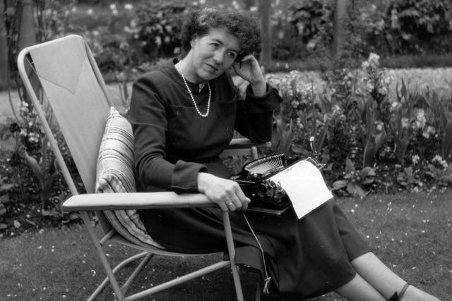 Children's writer Enid Blyton sitting in her garden in Beaconsfield, Buckinghamshire, in 1949