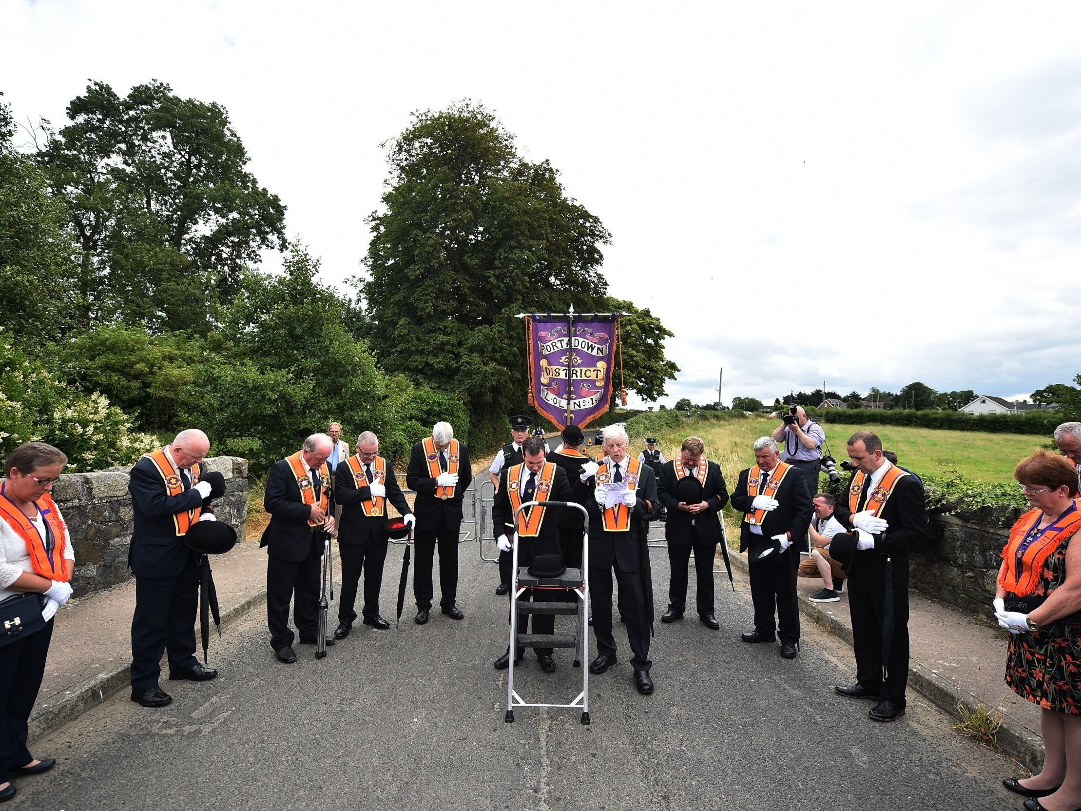 Orangemen march in Portadown, Northern Ireland, in July this year