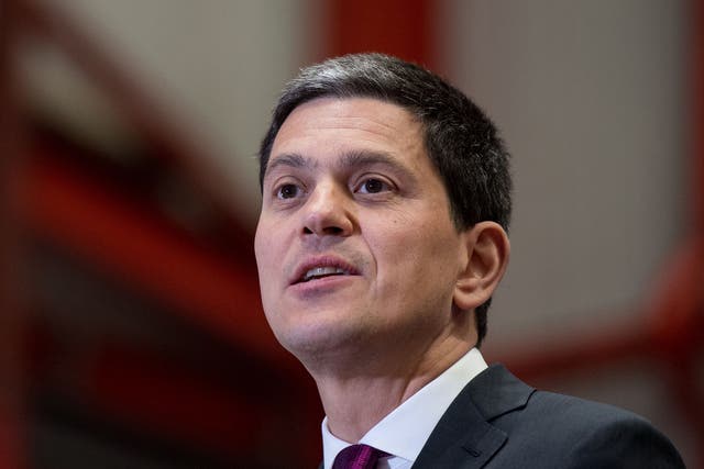 Former British Foreign secretary David Miliband delivers a joint speech on Brexit and trade in Rainham, Essex