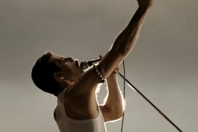 Rami Malek plays Freddie Mercury in Bohemian Rhapsody.