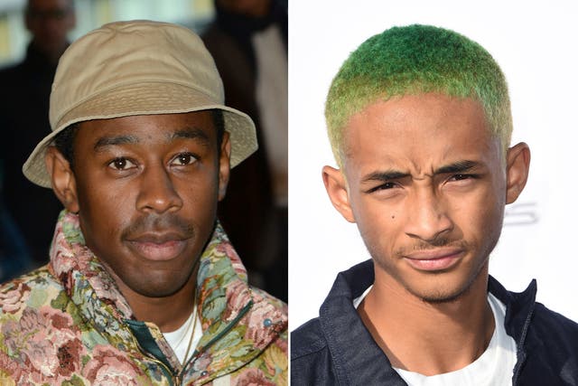 Jaden Smith (right) claimed Tyler, the Creator is his boyfriend onstage at a show in California