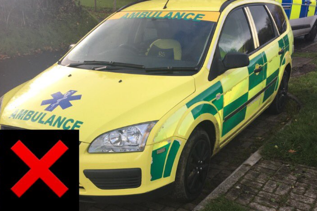 South Wales Police tweeted a picture of the fake ambulance being driven by a disqualified, uninsured teenager