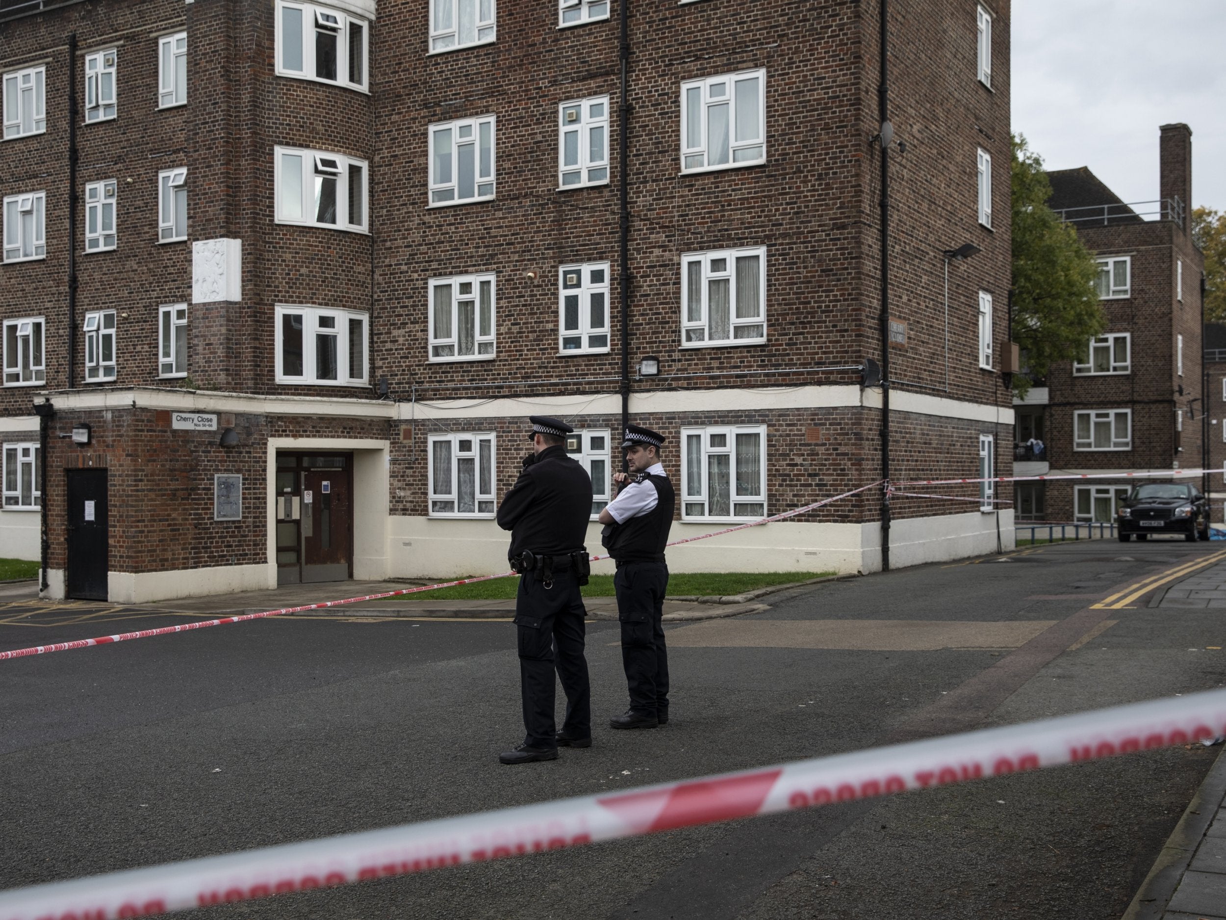Police at Tulse Hill, where a 16-year-old was fatally stabbed