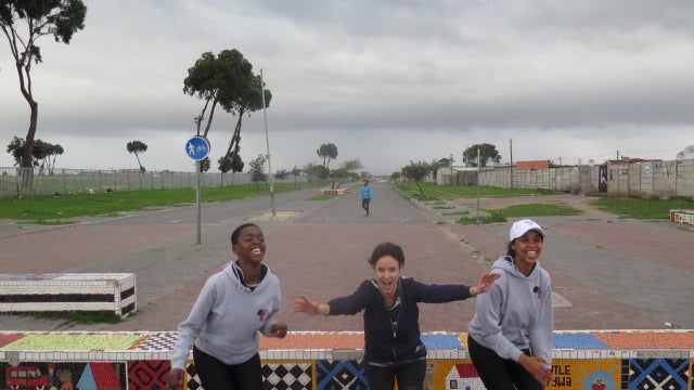 Amy on a ‘sight running’ tour of Gugulethu, Cape Town