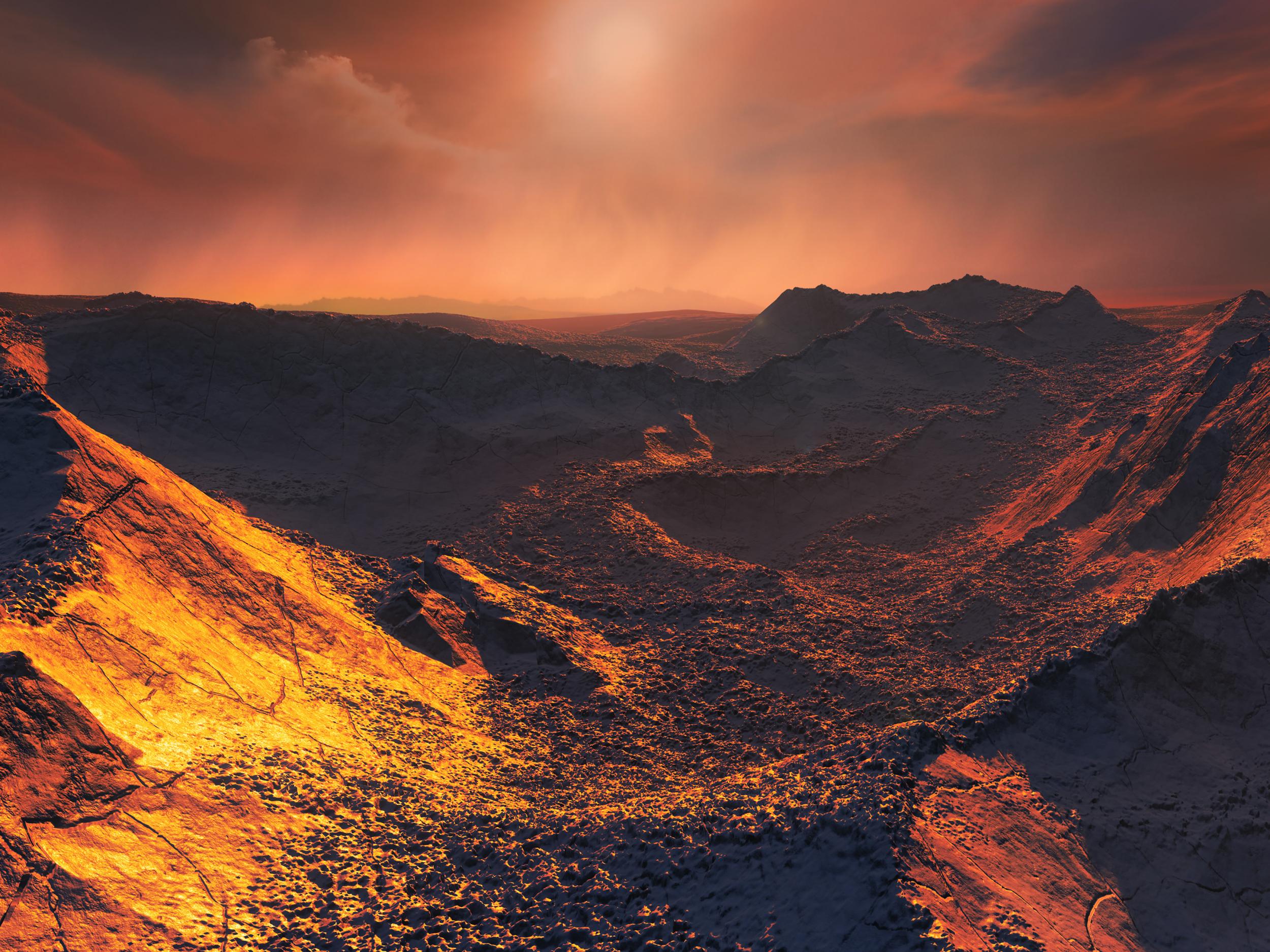 Artist’s impression of the surface of the newly discovered distant planet