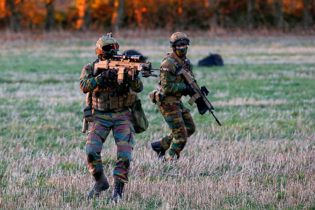 Belgian army special forces during the Black Blade military exercise involving several European Union countries and organised by the European Defence Agency at Florennes airbase, Belgium in 2016