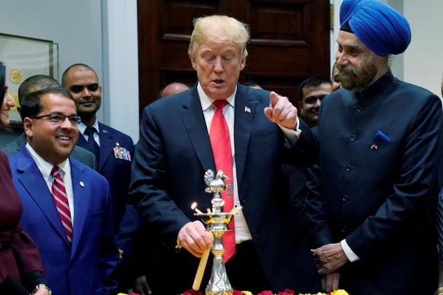 Donald Trump held a ceremonial lighting of the Diya at the White House to mark Diwali