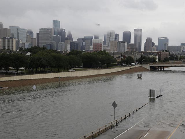 The Houston skyline in the aftermath of Hurricane Harvey in 2017