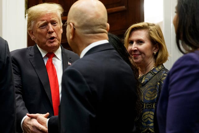 Mira Ricardel seen attending a White House event with President Donald Trump on Tuesday