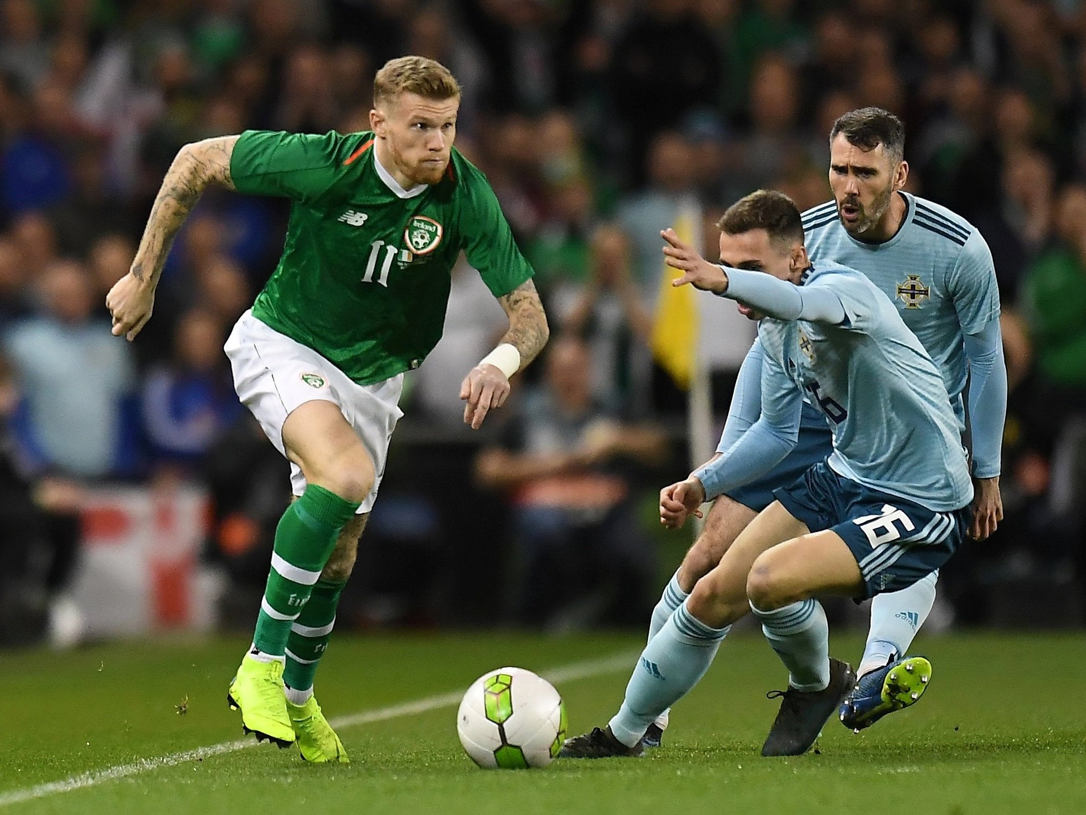 James McClean gets on the ball for Northern Ireland
