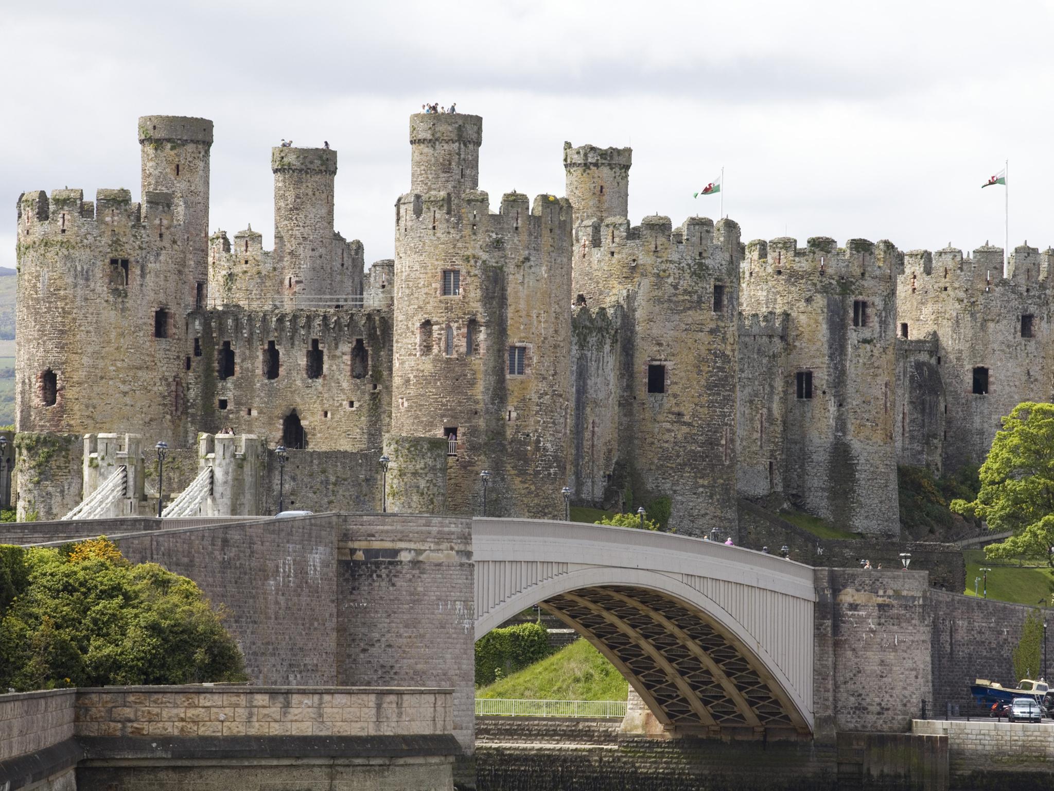 The many guard towers of Conwy Castle in north Wales (Getty)