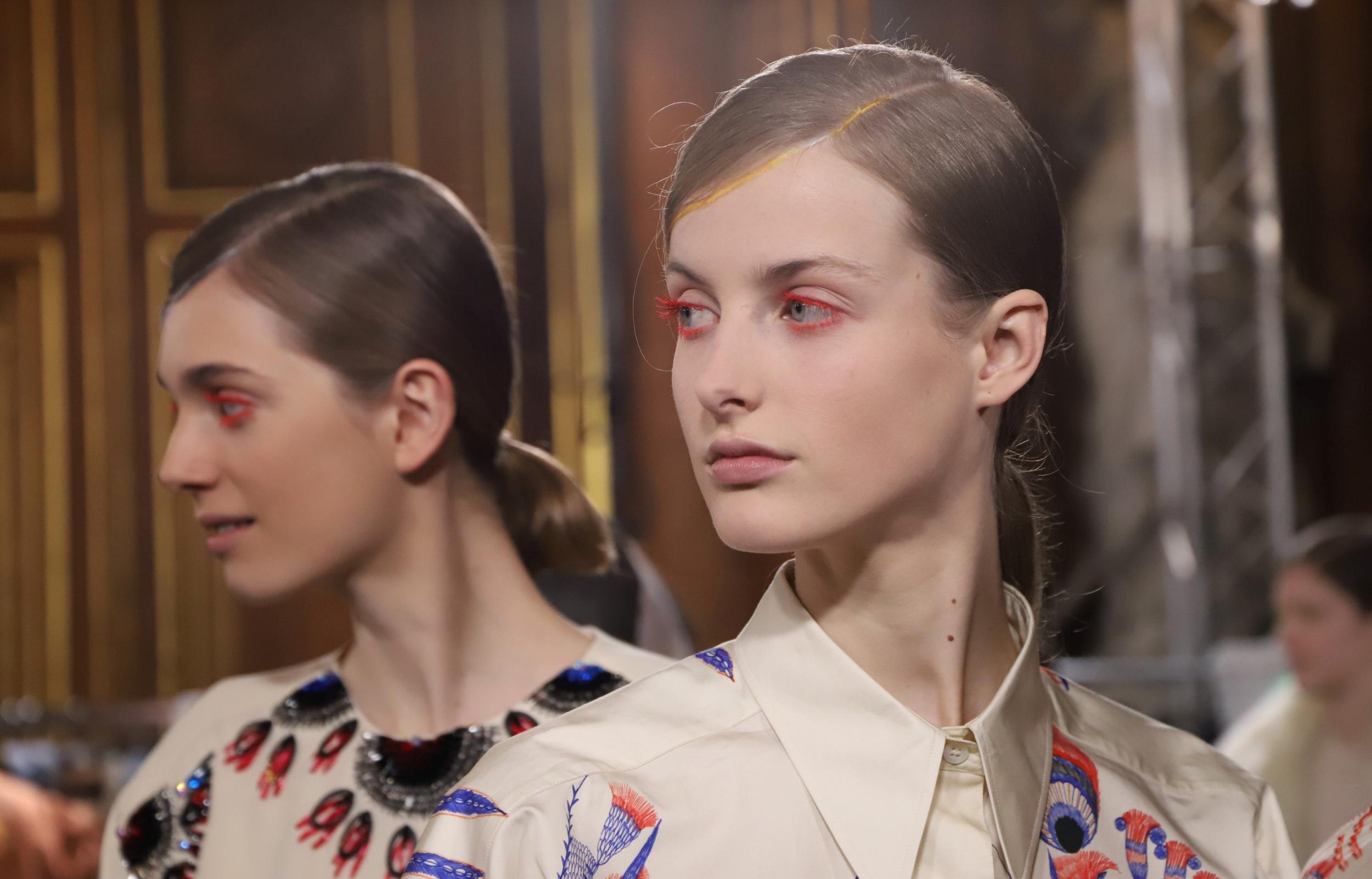 Models backstage at Dries Van Noten AW18