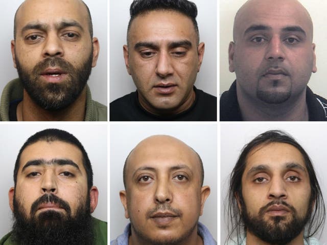 Composite of undated handout images issued by the National Crime Agency of (top row left to right) Iqlak Yousaf, Nabeel Kurshid and Asif Ali. (bottom row left to right) Mohammed Imran Ali Akhtar, Salah Ahmed El-Hakam and Tanweer Hussain Ali, who have been convicted at Sheffield Crown Court of sexually exploiting vulnerable teenage girls in Rotherham