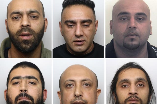 Composite of undated handout images issued by the National Crime Agency of (top row left to right) Iqlak Yousaf, Nabeel Kurshid and Asif Ali. (bottom row left to right) Mohammed Imran Ali Akhtar, Salah Ahmed El-Hakam and Tanweer Hussain Ali, who have been convicted at Sheffield Crown Court of sexually exploiting vulnerable teenage girls in Rotherham