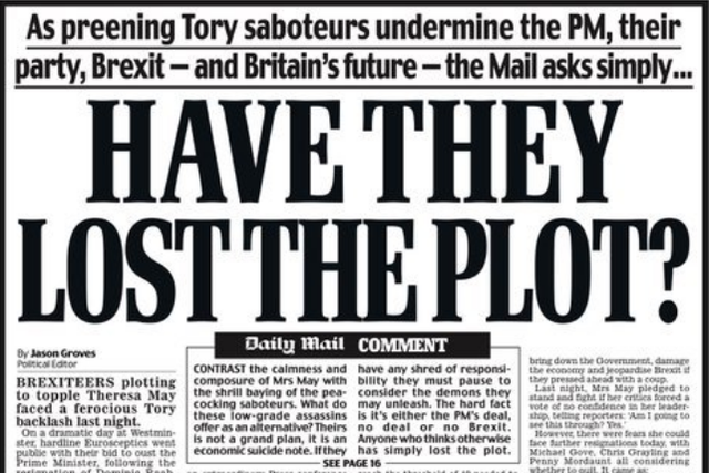 Daily Mail front page - November 16 2018
