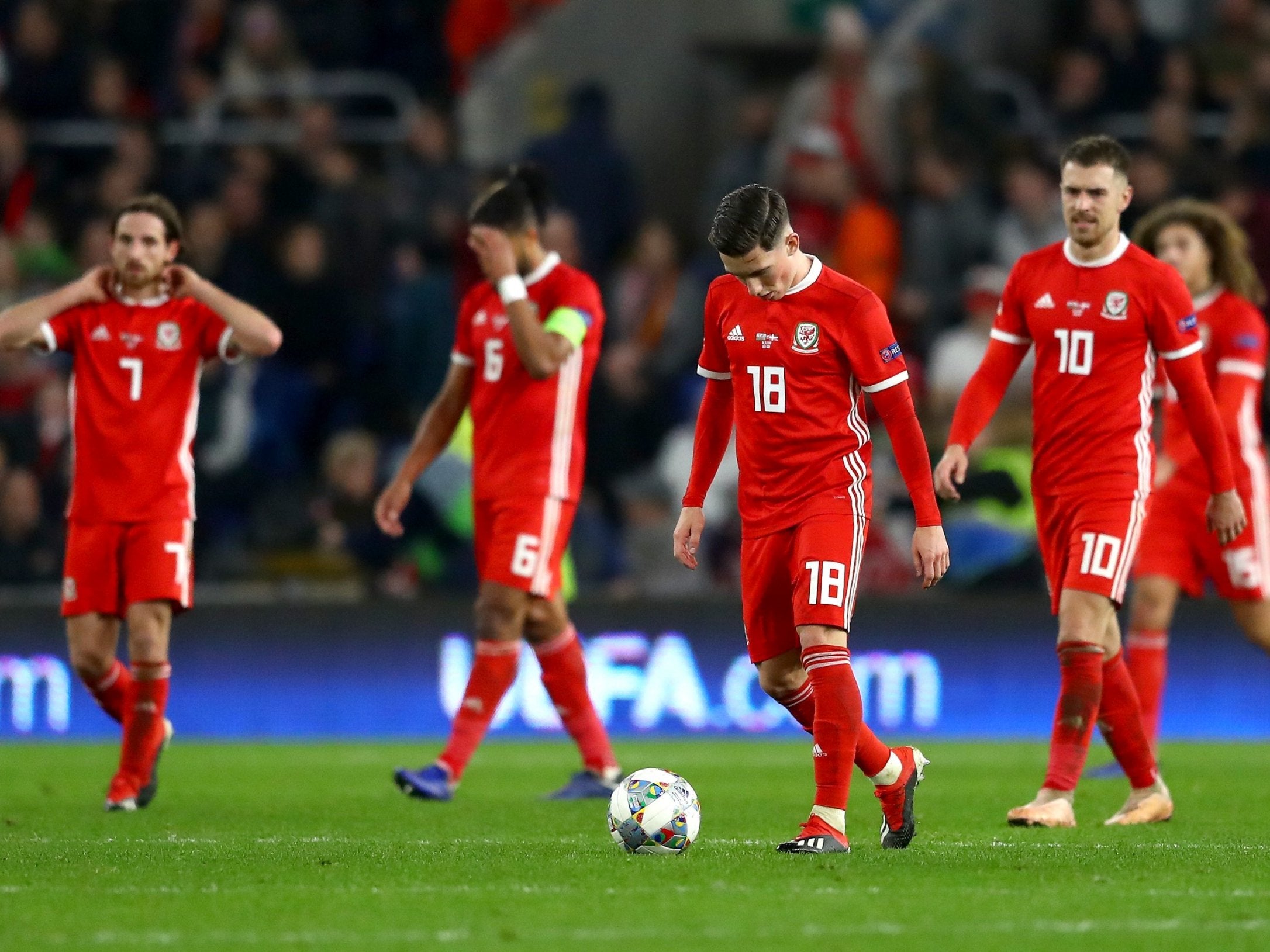 Wales react to falling two goals behind in Cardiff