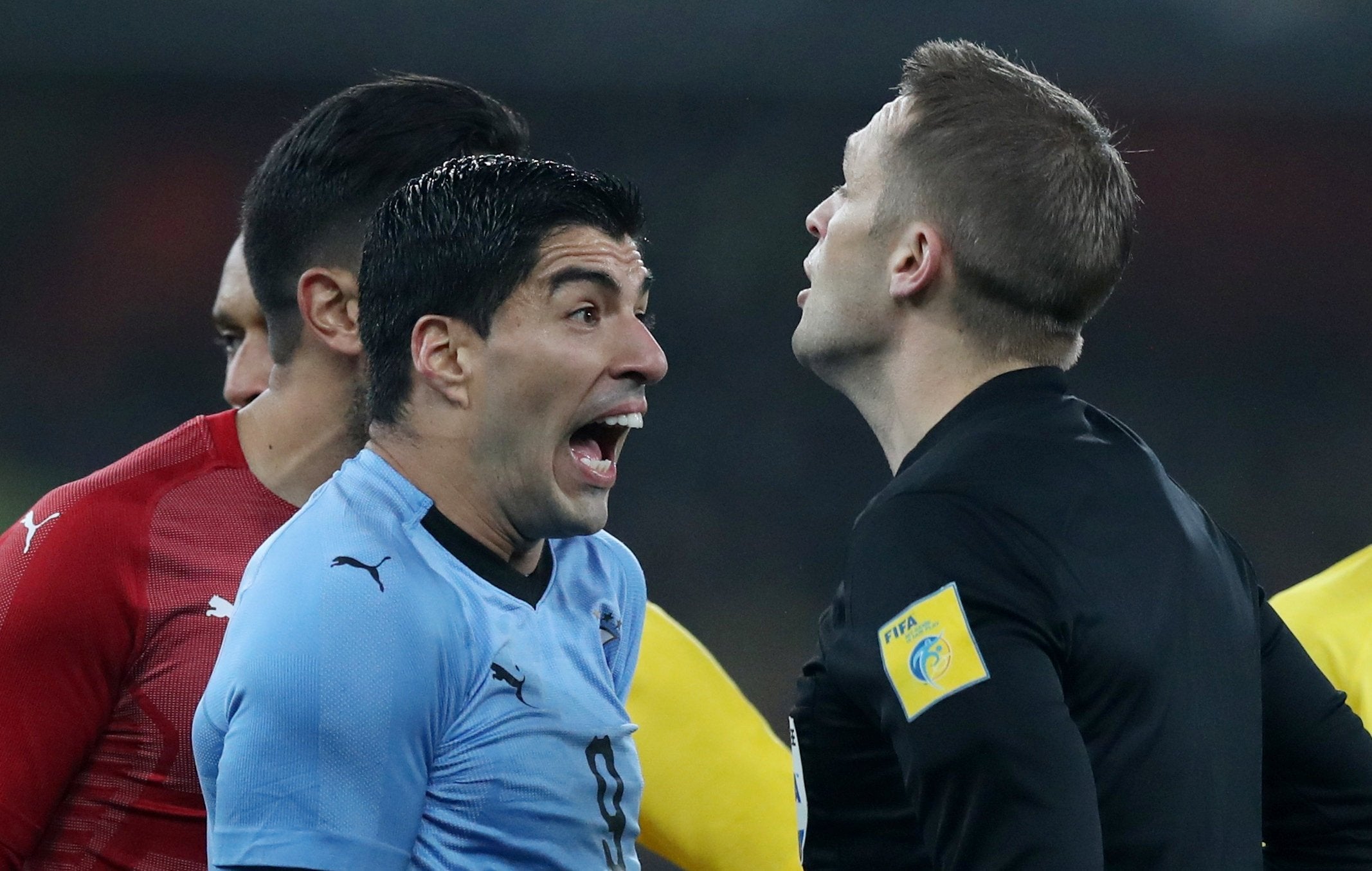 Luis Suarez was furious with Craig Pawson's penalty decision