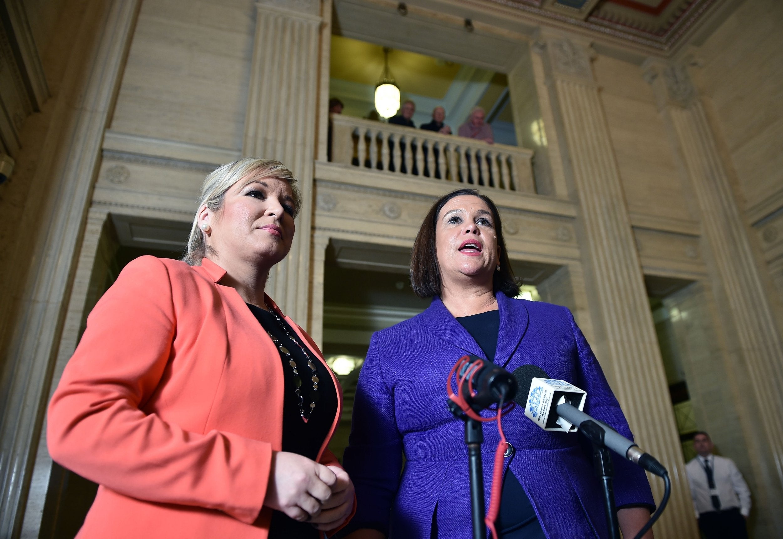 Sinn Fein leader Mary Lou McDonald, right, with deputy leader Michelle O'Neill