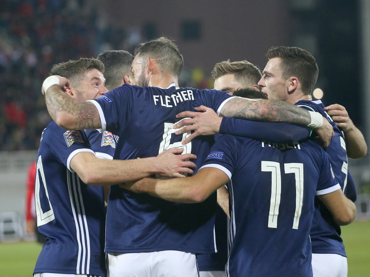 Scotland thump ten-man Albania to keep Nations League hopes alive