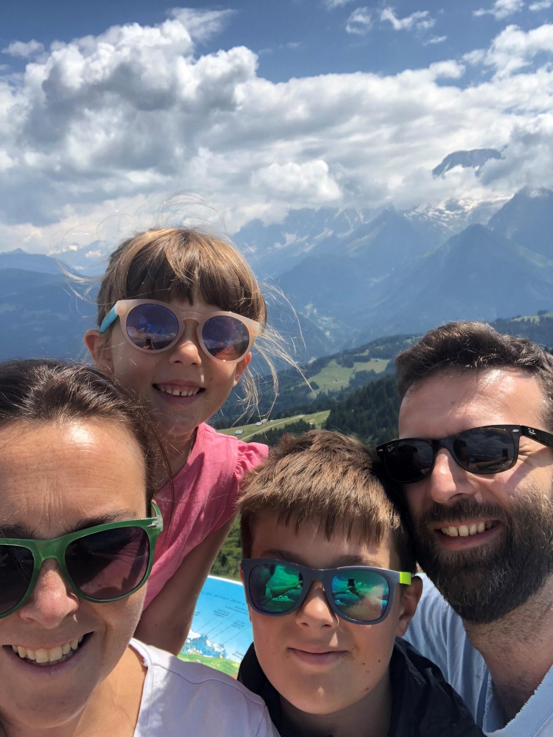 Emily on holiday with her parents Sophie and James, who had previously been afraid to be more than 20 minutes from a hospital, and brother Toby