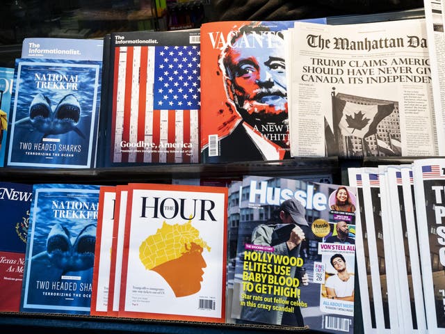 The ''first-of-its-kind'' ''Misinformation Newsstand'' on Sixth Avenue and 42nd Street, one block from Times Square, in New York City, New York on October 30, 2018