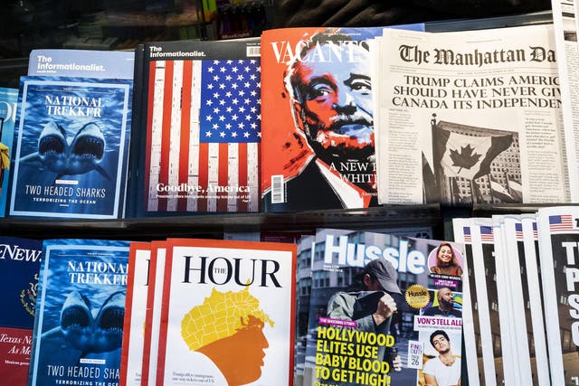 The ''first-of-its-kind'' ''Misinformation Newsstand'' on Sixth Avenue and 42nd Street, one block from Times Square, in New York City, New York on October 30, 2018