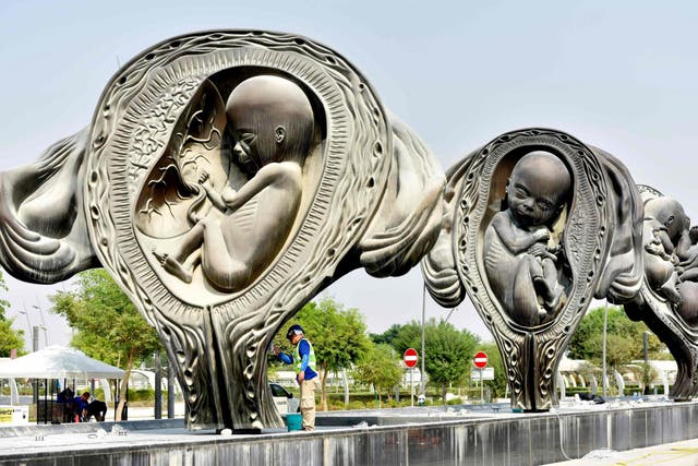 The Miraculous Journey, an art installation by artist Damien Hirst outside the Sidra Medical and Research Centre in Doha