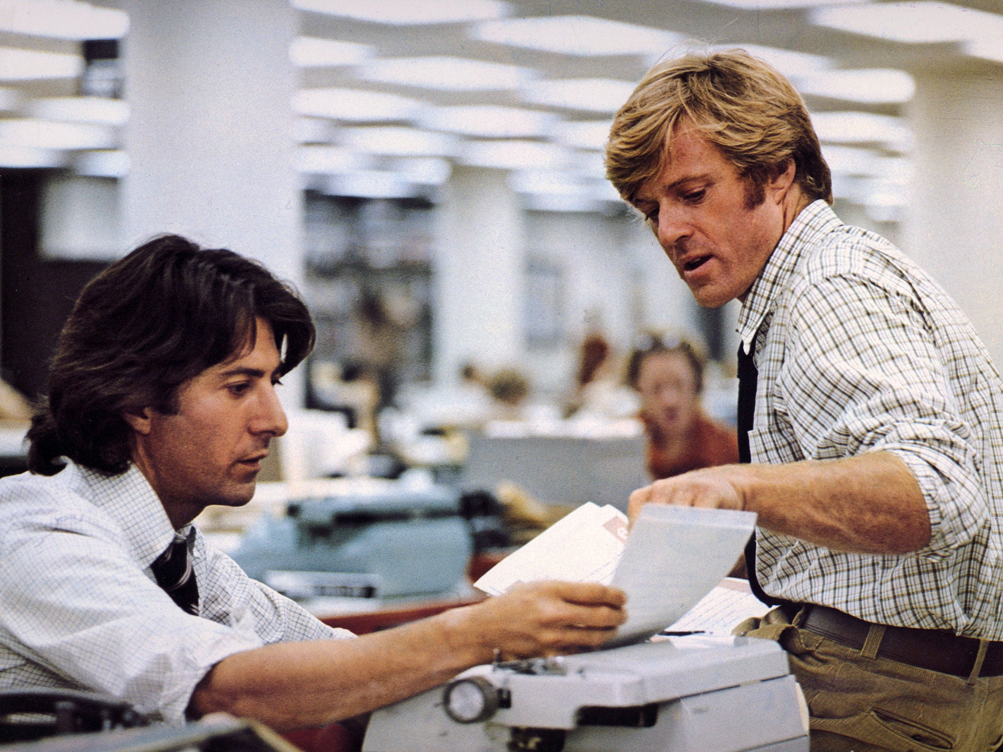 Dustin Hoffman (left) and Robert Redford (right) star in ‘All the President’s Men’. Goldman was initially doubtful that politics would play well at the box office